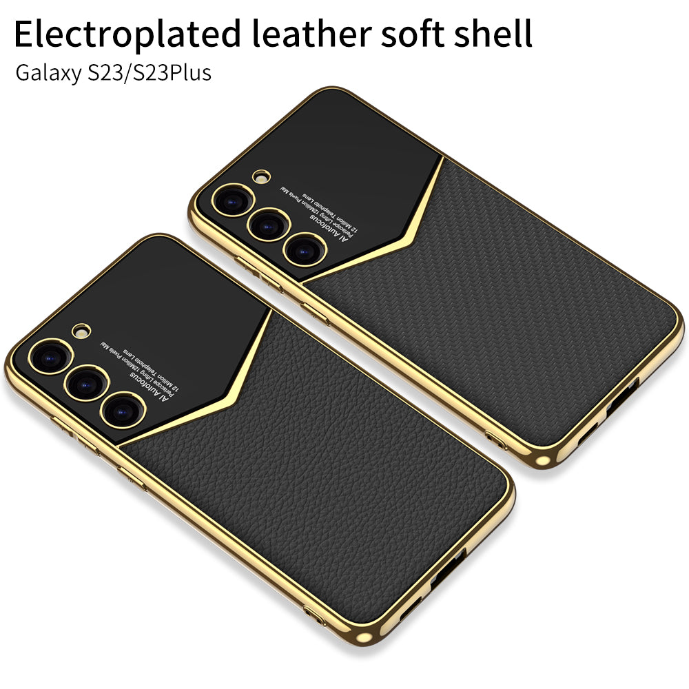GKK pro Samsung Galaxy S23 PU kožený kryt telefonu Galvanické PC TPU pouzdro GKK pro Samsung Galaxy S23 PU kožený kryt telefonu Galvanické PC TPU pouzdro
